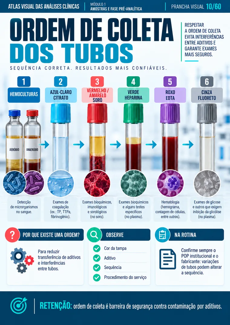 Prancha sobre ordem de coleta dos tubos