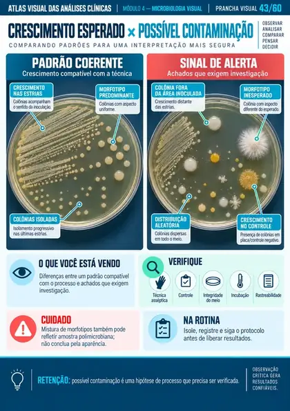 Prancha visual comparando crescimento esperado e possível contaminação