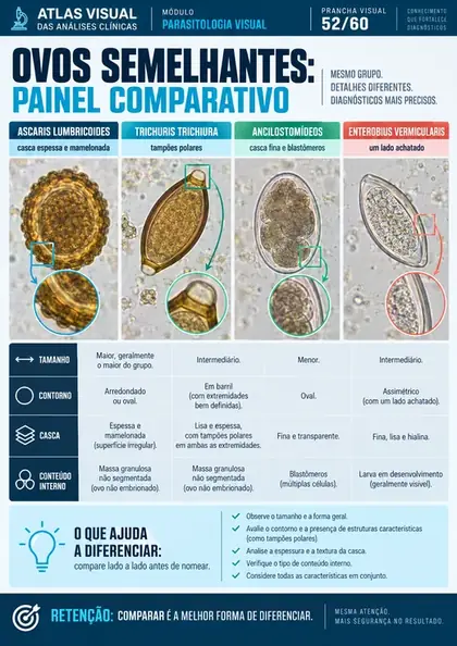 Prancha visual de ovos semelhantes em painel comparativo