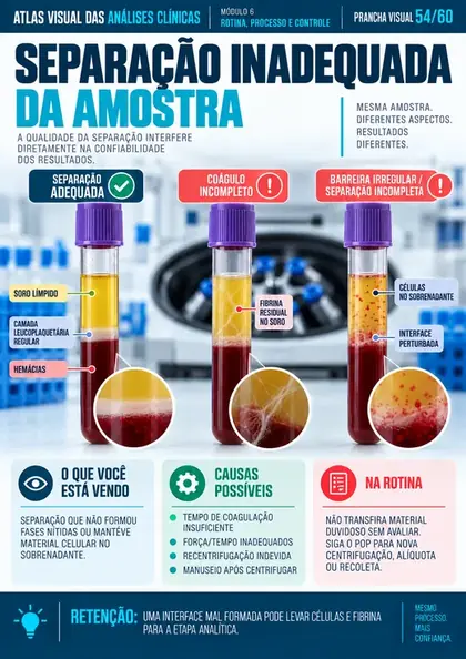 Prancha visual sobre separação inadequada da amostra