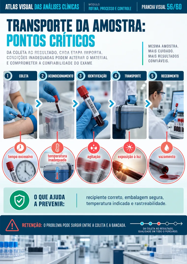 Prancha sobre transporte da amostra e pontos críticos