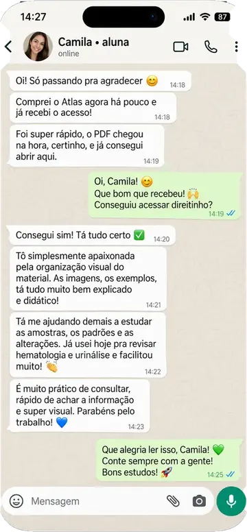 Depoimento de Camila sobre acesso rápido e organização visual do Atlas