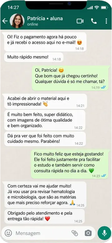 Depoimento de Patrícia sobre material didático, organizado e útil para estudos